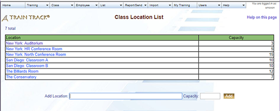 Class Location List