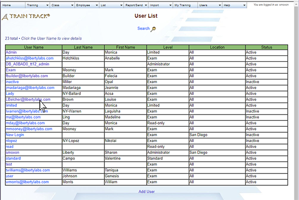 User List Screen